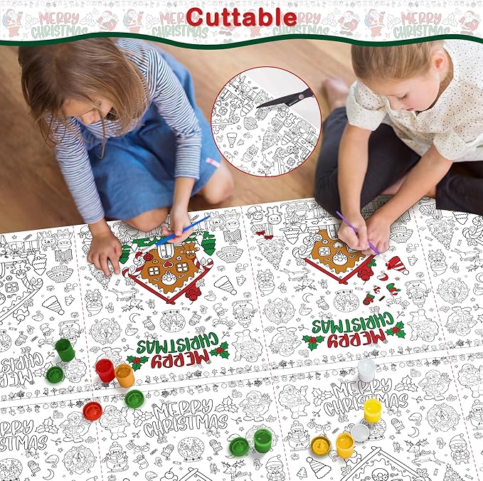OHOME Christmas Coloring Tablecloth - Christmas Decor & Table Decor | Kids Crafts & Party Favors, 54" x 88"