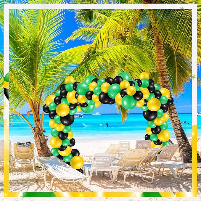 Sratte 120 Pcs Juneteenth Day Balloons Jamaica Latex Balloons Bulk 12 Inch Black Yellow Green Decor for Black History Month Independence Freedom Day Decorations Birthday Party Favors