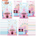 Circus Carnival Party Favor Bag 50Pcs Pink Circus Goody Candy Treat Gifts Bags, Pink Carnival Theme Party Decorations for Kids Birthday Baby Shower New Year Gathering Events Supplies