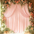 16x10FT Pale Pink Backdrop Curtains for Wedding Parties, Wrinkle Free Polyester Photography Backdrop Drapes for Wedding Baby Shower Birthday Parties Stage Background Stand Decorations 4x10ft,4 Panels