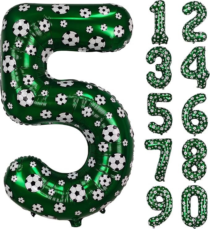 40 Inch Soccer Number 5 Balloons Large Foil Balloon Number 5 Birthday Deco World Cup Sports Soccer Theme Decoration For Soccer Party And Boy'S 5 th Birthday