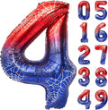 40 Inch Red and Blue Spider Theme Large Number 4 Balloon Giant Foil Birthday Balloons for Spider Theme Party Boy or Girl 4 th Birthday Wedding Anniversary Baby Shower Party Decorations