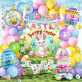 Party Spot! 101 PCS 2026 Easter Party Decorations Set, Easter Party Supplies, Easter Balloon Arch Garland Kit, Happy Easter Backdrop, Banner, Easter Egg Balloon, and Hanging Swirls