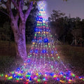 PUHONG Christmas Lights, Decorations Star Lights, 320 LED Christmas Tree Lights Outdoor, Outdoor String Lights, 8 Light Modes with 12" Lighted Star for Xmas New Year (Iron-Multicolor)