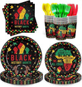 168pcs Black History Month Decorations Plates Napkins Disposable Paper Cups Tableware Set Black History Month Party Supplies for African American Festival Decor Serve 24 Guests