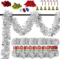 4 Pack Silver Tinsel Garland - 200Ft Metallic Hanging Tinsel for Christmas Tree, Home & Party Decorations Indoor/Outdoor
