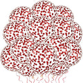 VHUWE 25 Pcs Red Star Confetti Balloons, 12 Inch Clear Latex Balloon with Confetti Inside for Birthday Party Baby Shower Graduation Engagement Bridal Shower Decorations Supplies - Red Star Confetti