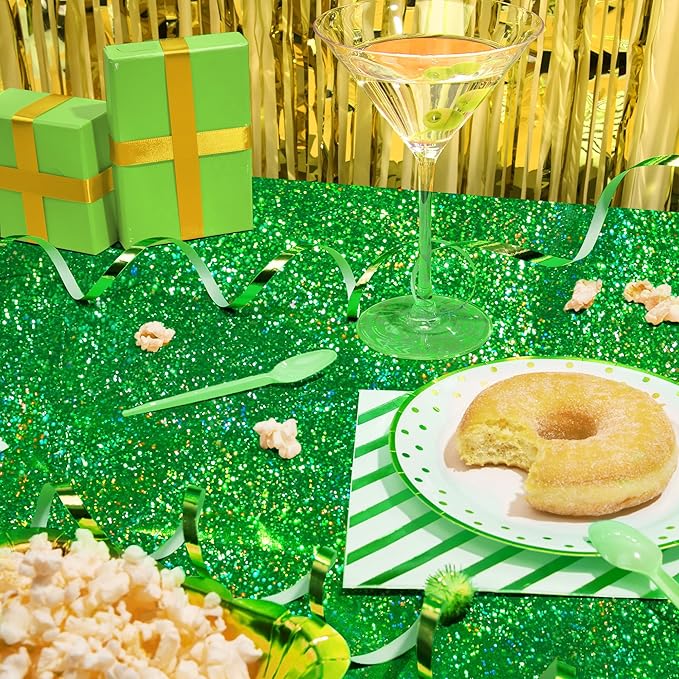 Christmas Table Cloth 40" x 108" Red, Green and Gold Holographic Laser Tablecloth Iridescence Shining Plastic Disposable Party Table Decoration For Holiday Event Birthday Party Decor Supplies