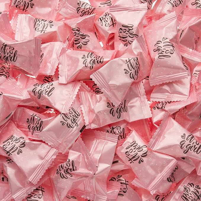 Candy Envy - It's a Girl Buttermints - 10 Bags Casepack with Approximately 100 Mint Per Bag - Baby Shower Favors