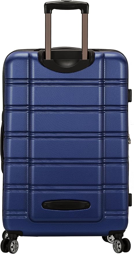 Rockland Melbourne Hardside Expandable Spinner Wheel Luggage, Checked Large 28", Blue