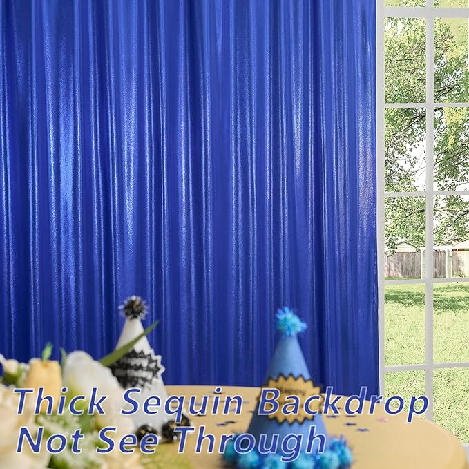 40x10 Wrinkle Free Royal Blue Sequin Backdrop Curtain for Parties-Thick Not Fall-Off Glitter Backdrop Drapes-8 Panels 5x10ft Shimmer Photo Back Drop Cloth for Wedding Birthday Photography Background