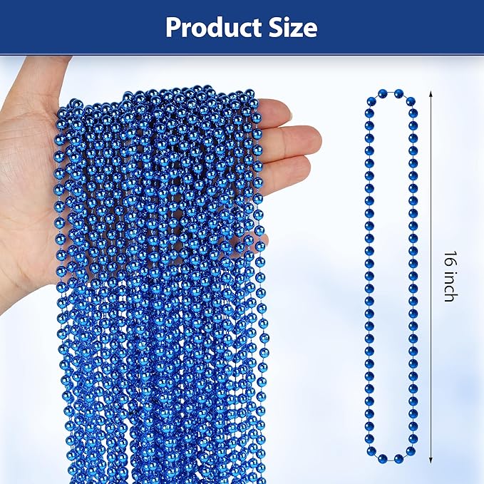 HOOSUN 30 PCS Blue Bead Necklaces,Christmas Beads Necklaces for Blue Party Favors,Mardi Gras Beads Necklace Parade Throw Accessories for Party,School Event,Pirate Theme Decorations