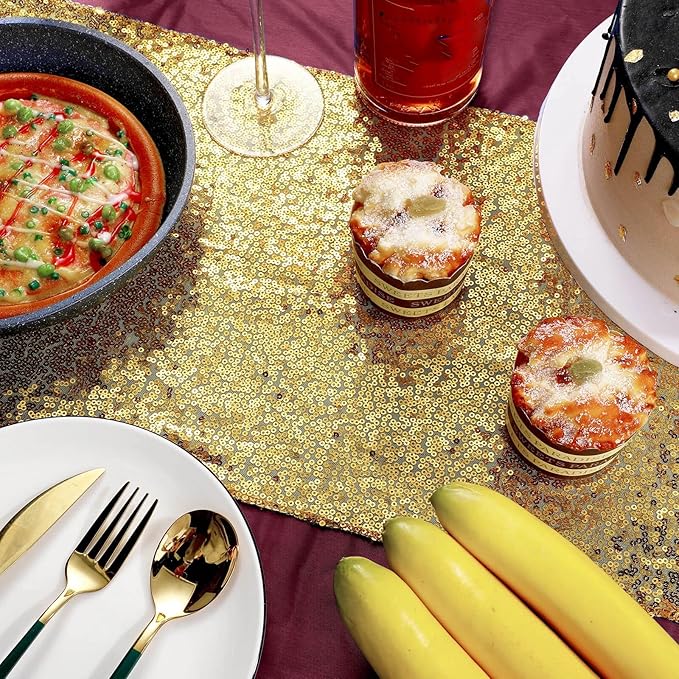 Irenare Tablecloth and Sequin Table Runner Set Polka Dots Confetti Table Cover Dining Plastic Tablecloths Glitter Decorations for Birthday Wedding Anniversary Party Supplies(Maroon, Gold,2 Pcs)