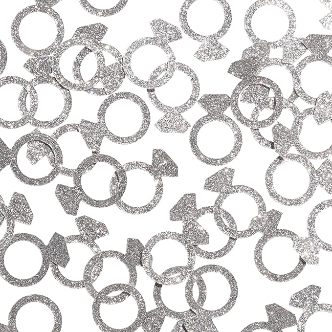 50 x Engagement Ring table confetti/scatter, bachelorette party decorations (Silver)