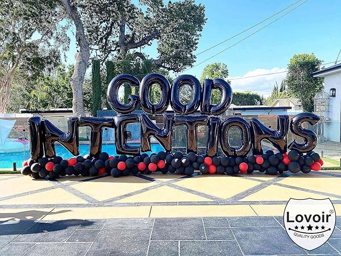 Lovoir 40 Inch Large Black Letter I Balloons Big Size Jumbo Mylar Foil Helium Balloon for Birthday Party Celebration Decorations Alphabet Black I