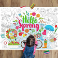 ZOIIWA Hello Spring Coloring Poster for Giant Coloring Poster Large Spring Coloring Tablecloth Jumbo Coloring Books for Home Birthday Party Supplies Favor 31.4 x 43.3 Inch