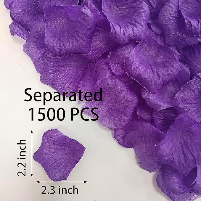 1500 PCS Pre-separated Artificial Purple Rose Petals for Romantic Night for her Set,Faux Purple Flower Petals for Flower Girl,Weddings,Valentine Day,Party,Romantic Decoration(Ready-to-use)