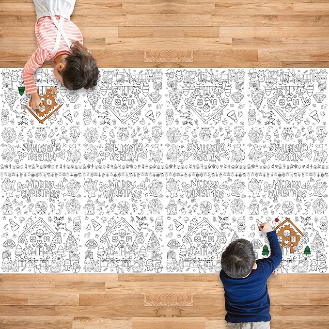 OHOME Christmas Coloring Tablecloth - Christmas Decor & Table Decor | Kids Crafts & Party Favors, 54" x 88"