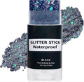 Black Face Glitter Stick,Halloween Body Hair Glitter,Waterproof Singer Concert Outfits for Women, Chunky Glitter Makeup Sequins Body Paint for Parties,Festival