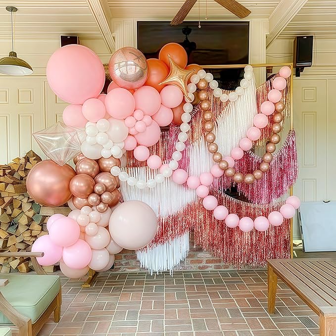 Pastel Pink Linking Balloons, 60PCS 6 Inch Small Baby Pink Link Balloons for Making Balloon Wall Heart Arch, Quick Linked Balloon for Girls Wedding Birthday Baby Shower Valentine's Party Decorations