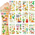 127 Pcs Cinco De Mayo Temporary Tattoos, 12 Sheets Metallic Fiesta Fake Tattoos for Cinco De Mayo Party Favors, Cactus Mexican Themed Tattoo for Mexican Fiesta Party Decorations Supplies Gifts Prize