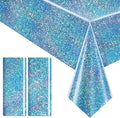Light Blue Holographic Tablecloth 40" x 108" Hot Pink Party Decoration Valentine's Day Birthday Party Table Decor Iridescence Plastic Table Cloth for Baby Shower Bachelorette Supplies