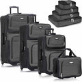 Travel Select Amsterdam Softside Expandable Luggage with Rolling Wheels, Gray, 8-Piece Set (15/21/25/29) with Packing Cubes