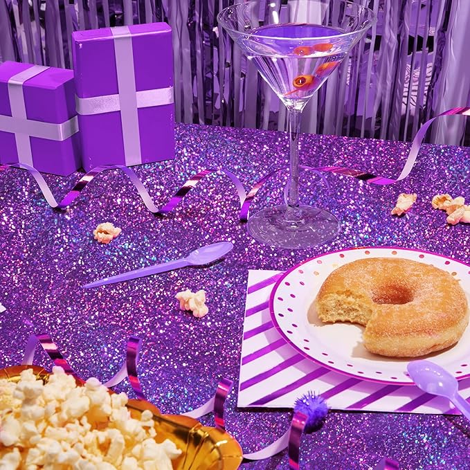 1 Piece Purple Holographic Laser Tablecloths Iridescence Shiny Table Covers 40" x 108" Aqua Foil Rectangle Table cloths for Halloween Undersea Ocean Birthday Party Winner Wedding Party Décor