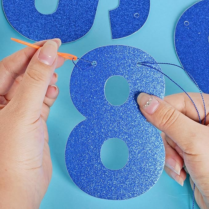 DIY Banner Kit with Letters Glitter Banner Letters Customizable Birthday Banners Graduation Banner Custom Party Hanging Banner for Graduation Wedding Party Baby Shower Decoration(Blue)