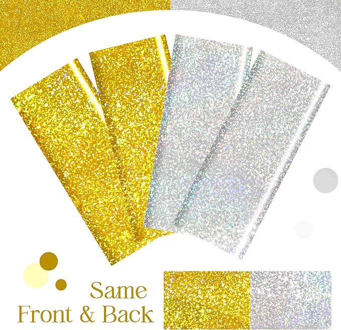 Sparkling Holographic Laser Tablecloth - Shimmering, Waterproof, Easy to Clean - Ideal for Bachelorette, Mermaid, Birthday, Wedding, and Anniversary Party Decorations (Gold & Silver, 2)