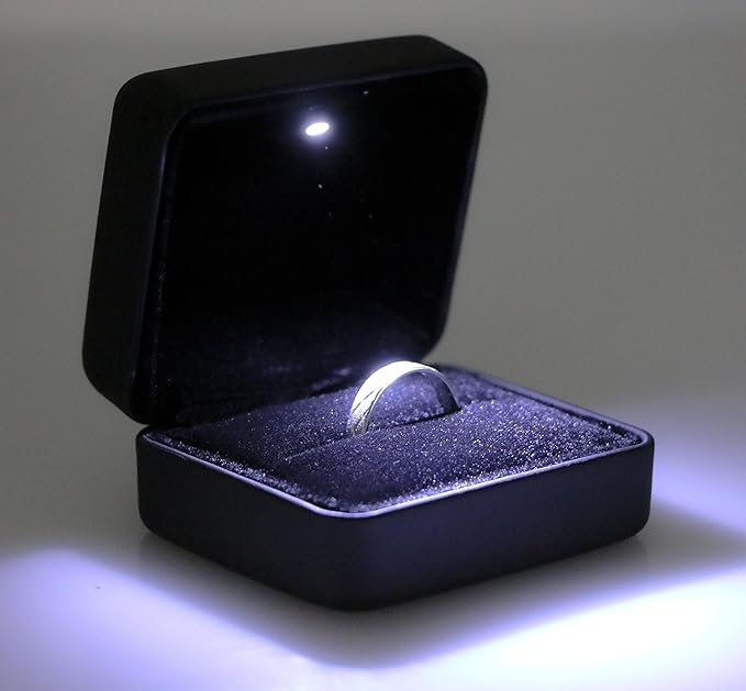 Mini size Metal glossy with LED Jewelry Gift Box - Easy to fit into your pocket or handbag