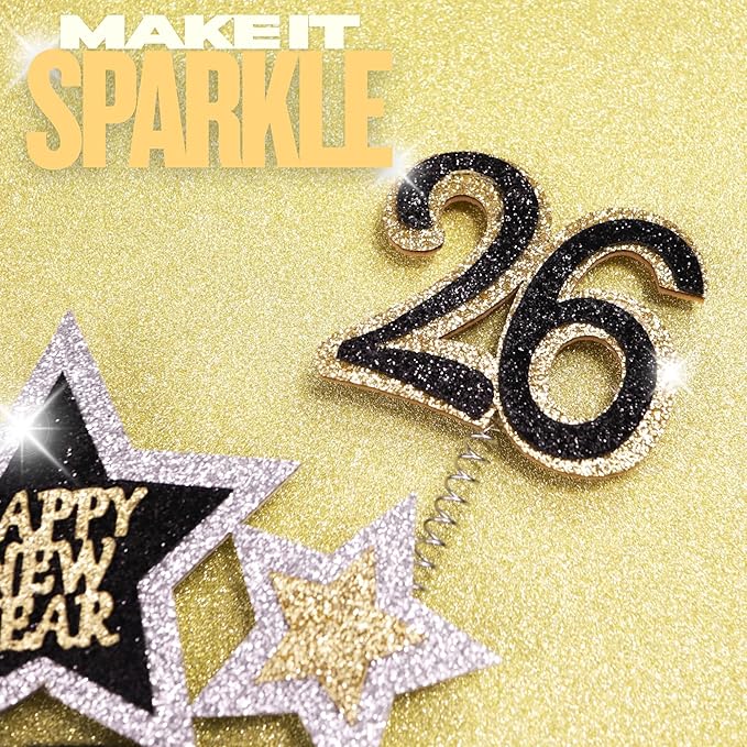 Needzo 2026 New Years Headband, Outfit Accessory, NYE 2026 Party Supplies and Favors, One Size Fits Most