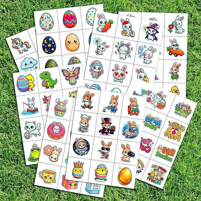 JCFIRE 95 PCS Luminous Easter Basket Stuffers, Glow in Dark Temporary Tattoos for Kids, Easter Egg Fillers, Stickers for Toddler Teens Boys Girls, Spring Party Favors Decorations