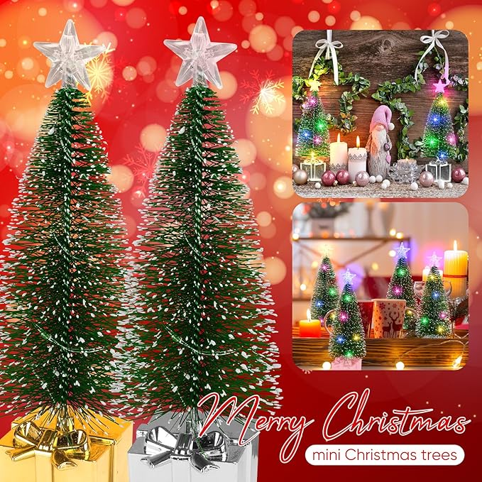 Mini Christmas Tree with Lights, 4 Pack Tabletop Christmas Tree with Lights for Christmas Decorations Indoor Xmas Holiday Party, Christmas Centerpieces for Tables New Year Decoration