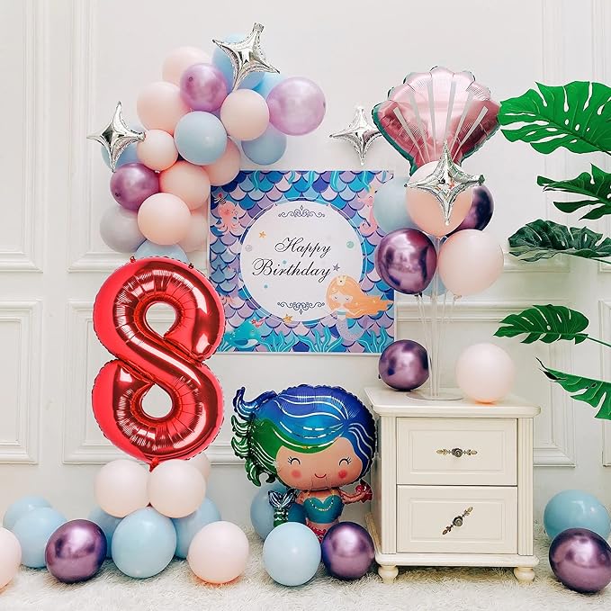 Smlpuame 40 inch Number Balloon 0-9 Red Large Number 8 Balloons,Digital Balloons for Birthday Party Celebration Decorations Supplies, Helium Foil Number Balloons for Wedding Anniversary