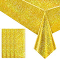 4 pcs Gold Holographic Party Tablecloths 40" x 108" Laser Shiny Table Cloths Plastic Glitter Foil Table Cover for Christmas Wedding Graduation Baby Shower 1920s Birthday Party Anniversary Supplies