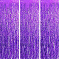 TONIFUL 2Pcs Wavy Purple Door Streamers,Black and Pink Photo Booth Backdrop Metallic Streamers Foil Fringe Curtain for Birthday,New Year,Graduation,Grad,Baby Shower Party Streamers Decoration