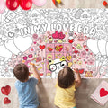 OHOME Valentines Crafts for Kids - Valentines Day Giant Coloring Poster/Tablecloth - 72×30 Inch Valentine's Day Banner Gifts Treats Activities Decor Party Decorations for Classroom School