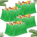 Luau Party Table Skirt Decorations, 4PCS Green Hawaiian Themed Table Skirt Bulk, Indoor Outdoor 108 X 29.5" Grass Table Skirt Party Decor, Hula Dance Table Skirt for Summer Beach Themed Activities