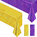 Purple & Gold Holographic Tablecloth 40" x 108" Iridescence Plastic Table Cloth for Valentine's Day, Birthday & Halloween Parties