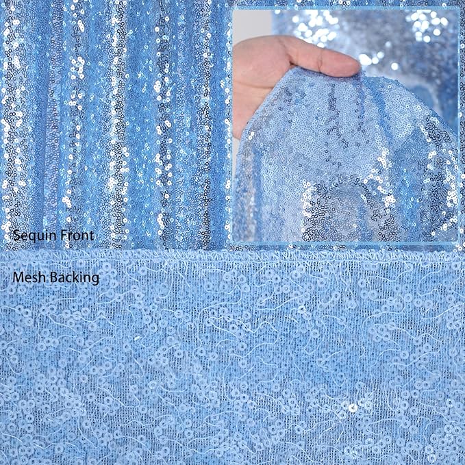 B-COOL Baby Blue Sequin Backdrop Curtains 2 Packs 5ftx8ft Baby Shower Sparkle Backdrop Fabric Glitter Background Drapes for Party Baby Shower Birthday Decoration
