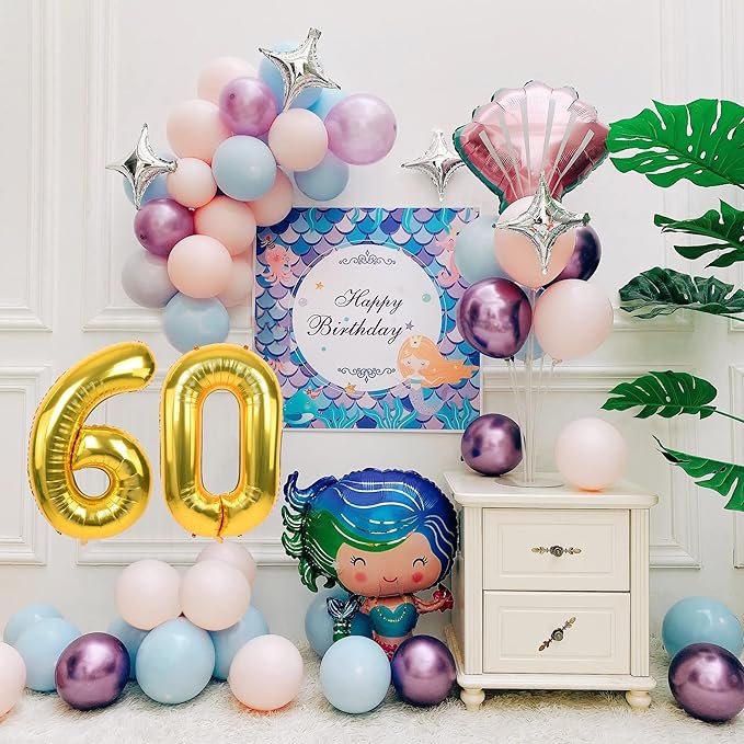 Smlpuame 40 inch Number Balloon 0-9 Gold Large Number 60 Balloons,Digital Balloons for Birthday Party Celebration Decorations Supplies, Helium Foil Number Balloons for Wedding Anniversary