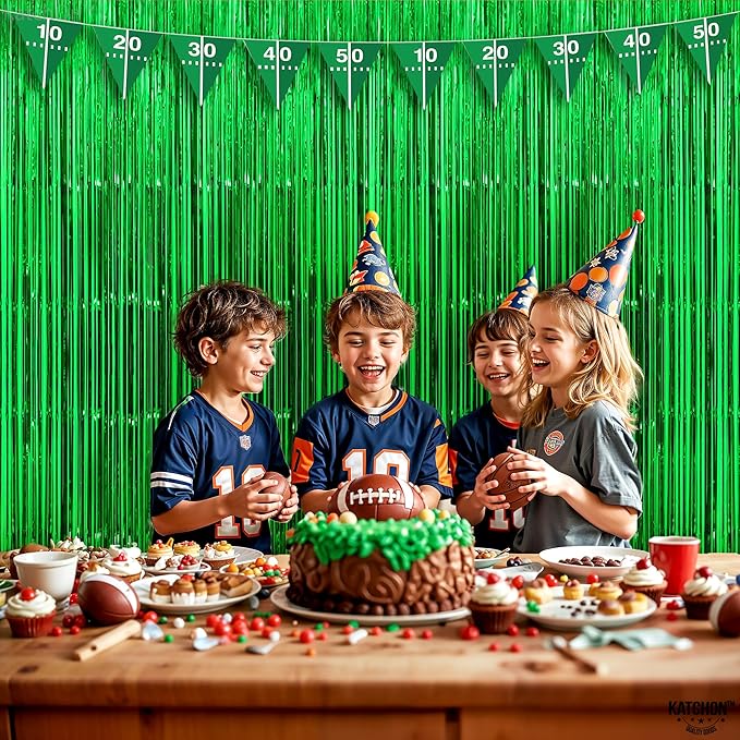 KatchOn, Green Streamers - Pack of 2 | St Patricks Day Streamers, Fringe Backdrop Curtain for St Patricks Day Decorations | Ramadan, Jungle Party Dinosaur Birthday, Safari Party Decorations, Football