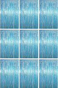 3.3 x 6.6 ft Foil Fringe Backdrop Curtains, Tinsel Streamers Party Decorations, Fringe Backdrop for Birthday, Baby Shower, Gender Reveal, Graduation (9, Light Blue)