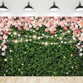Riyidecor Flower Wall Backdrop 7Wx5H Feet Polyester Fabric Pink Rose Floral Blossom Green Leaves Plant Spring Nature Birthday Women Girls Photography Background Wedding Photo Studio Shoot