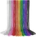 30PCS Mardi Gras Beads, Metallic 10 Kinds Beaded Necklace Party Favors, 33" Colorful Mardi Gras Necklace Bulk Stuff, Festival Parade Throw Accessories for Wedding Birthday Celebrations Decorations