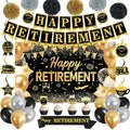 DARUNAXY Black Gold Retirement Party Decorations, Happy Retirement Banner, Officially Retired Hanging Swirl The Legend Has Retired Sash Tissue Paper Pom Poms Party Supplies(31PC)