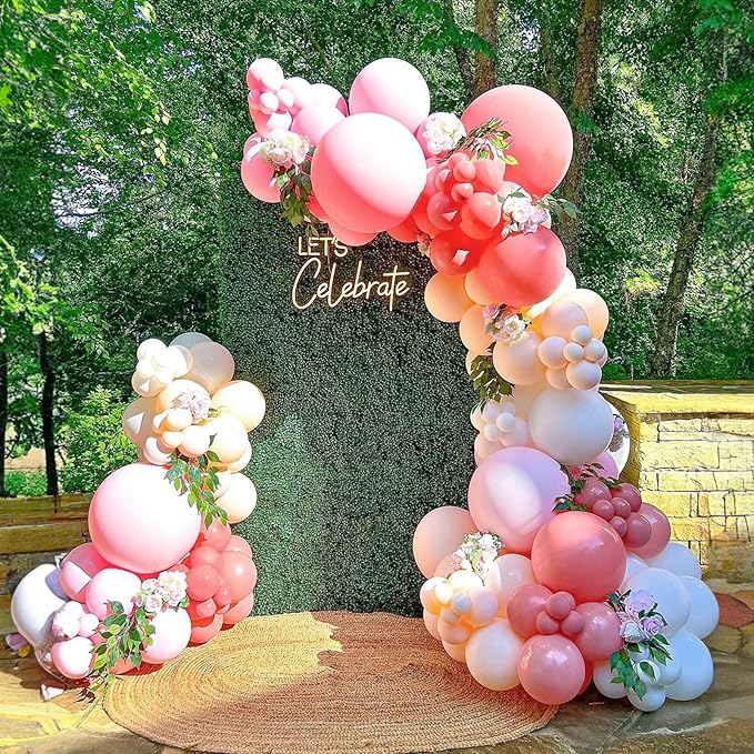 Dusty Pink Balloon Garland Double Stuffed Blush Pink Balloons Baby Pink Latex Balloon Arch Kit Dusty Rose Pastel Pink Party Balloons for Girl Boho Wedding Baby Bridal Shower Birthday Party Decorations
