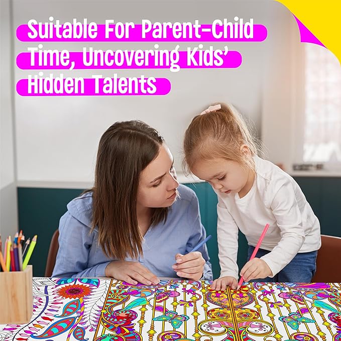Giant Coloring Poster, Large Plant Coloring Activity Paper 75” x 31” Jumbo Size Versatile Paper DIY Painting Drawing Banner/Tablecloth for School Group Family Art Craft Activities Decoration
