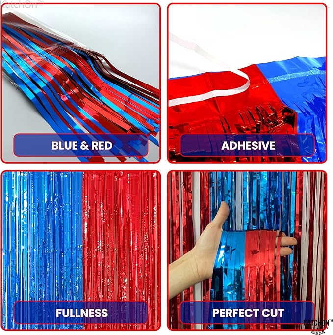 KatchOn Xtralarge Streamers - Red & Blue, 8x3.2 Feet | Fringe Curtain, Party & Carnival Decorations - Circus Theme